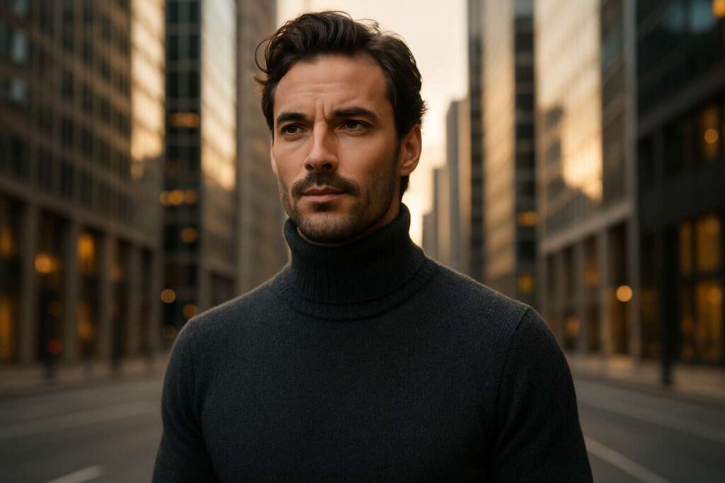 Wer sind diese Männer, die Rollkragenpullover tragen?