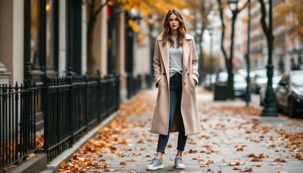 Diese Sneaker tragen stilvolle Frauen jetzt zu langen Mänteln